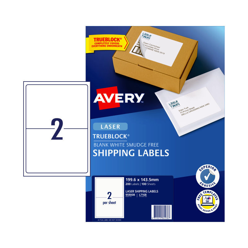 Avery Lsr Lbl L7168 2Up Pk100