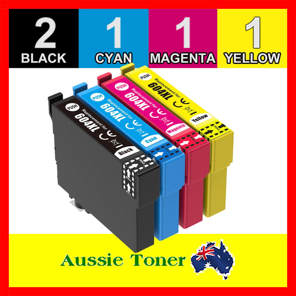 5 Pack (2BK,1C,1M,1Y) Compatible Ink Cartridge for Epson 604XL C13T10H192 C13T10H292 C13T10H392 C13T10H492 for Epson Expression Home XP-2200 XP-3200 XP-4200 WorkForce WF-2910 WF-2930 WF-2950