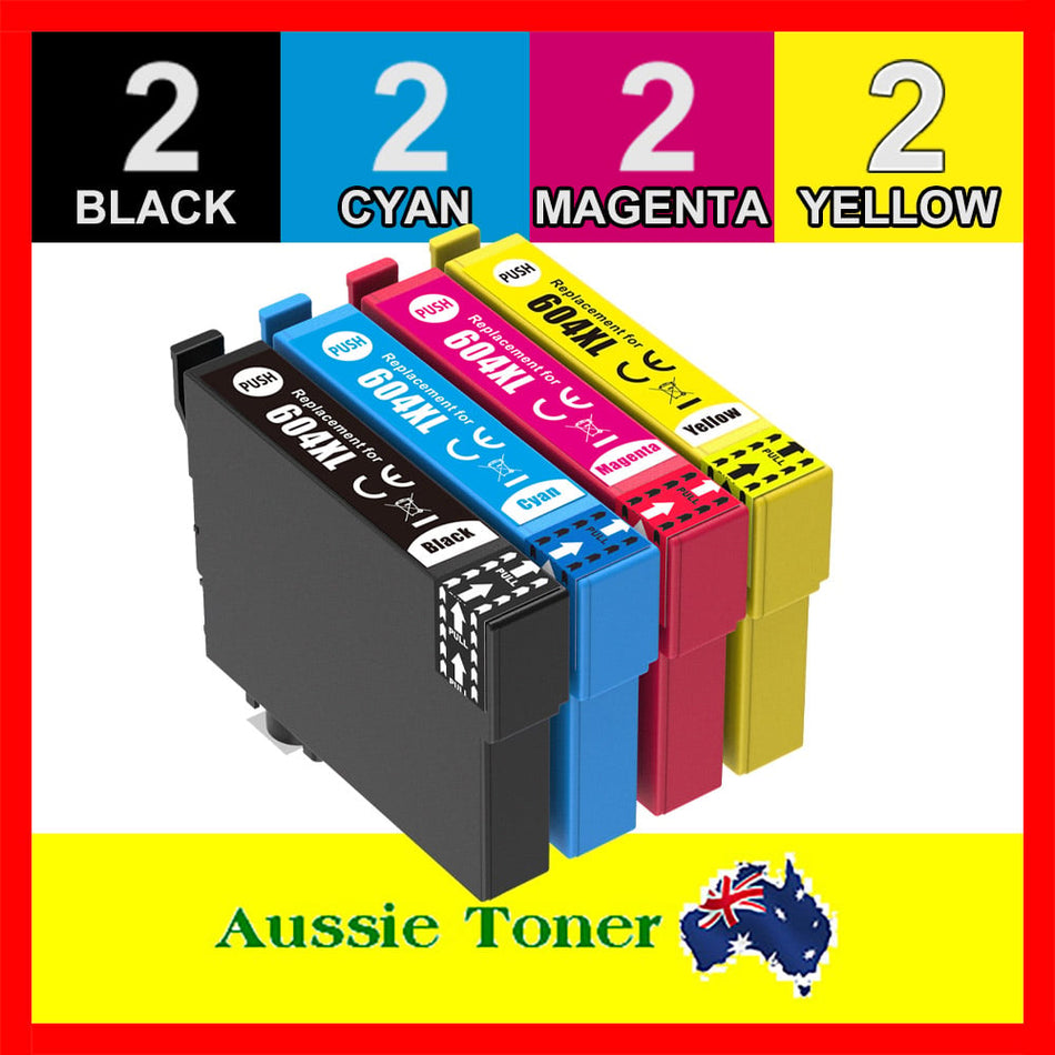 8 Pack (2BK,2C,2M,2Y) Compatible Ink Cartridge for Epson 604XL C13T10H192 C13T10H292 C13T10H392 C13T10H492 for Epson Expression Home XP-2200 XP-3200 XP-4200 WorkForce WF-2910 WF-2930 WF-2950