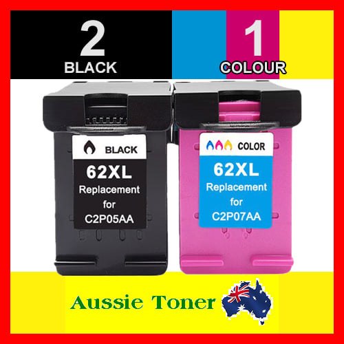 3 Pack (2BK,1C) Compatible Ink Cartridge for HP 62XL C2P05AA C2P07AA for HP ENVY 5540 5542 5640 5642 7640 7643 Officejet 200 250 5740 5742 5744 5746