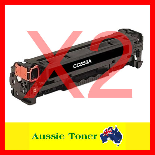 2-Pack Black Compatible Toner for HP CC530A 304A for HP CM2320fxi MFP CM2320n MFP CM2320nf MFP CP2025 CP2025dn CP2025n CP2025x