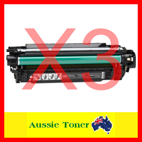 3-Pack Black Compatible Toner for HP CE250X 504X for HP CM3530 MFP CM3530fs MFP CP3525 CP3525dn CP3525n CP3525x