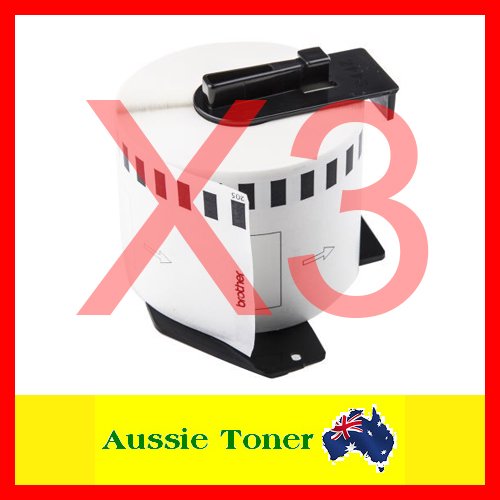 3-Pack DK-22251 DK22251 62mm x 15.24m Black/Red on White Compatible Paper Tape Continuous Length for Brother QL800 QL810W QL820NWB Label Printer