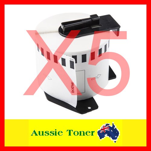 5-Pack DK-22251 DK22251 62mm x 15.24m Black/Red on White Compatible Paper Tape Continuous Length for Brother QL800 QL810W QL820NWB Label Printer