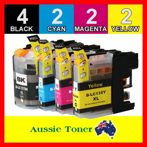 10 Pack LC-137XL LC-135XL LC137XL LC135XL Compatible Ink (4BK,2C,2M,2Y) for Brother DCPJ4110DW MFCJ4410DW MFCJ4510DW MFCJ4710DW