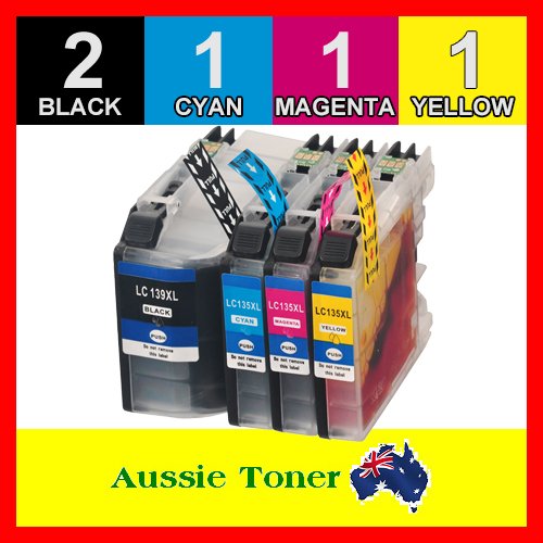 5 Pack LC-139XL LC-135XL LC139XL LC135XL Compatible Ink (2BK,1C,1M,1Y) for Brother MFCJ6520DW MFCJ6720DW MFCJ6920DW