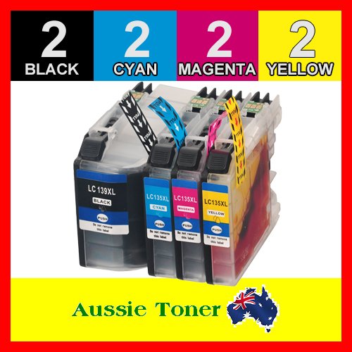 8 Pack LC-139XL LC-135XL LC139XL LC135XL Compatible Ink (2BK,2C,2M,2Y) for Brother MFCJ6520DW MFCJ6720DW MFCJ6920DW