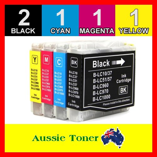 5 Pack LC-57 LC57 Compatible Ink (2BK,1C,1M,1Y) for Brother DCP 130C 330C 3360C 350C 465CN 540CN 5460CN 560CN 5860CN 685CW 885CW FAX2480C MFC 240C 3360C 440CN 465CN 5460CN 5860CN 665CW 685CW 885CW