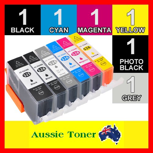 6 Pack PGI-525 CLI-526 PGI525 CLI526 Compatible Ink (1BK,1PBK,1C,1M,1Y,1GY) for Canon MG6150 MG6250 MG8150 MG8250