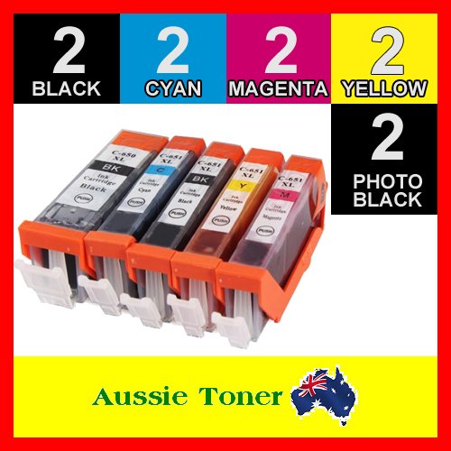 10 Pack PGI-650XL CLI-651XL PGI650XL CLI651XL Compatible Ink (2BK,2PBK,2C,2M,2Y) for Canon IP7260 IP8760 IX6860 MG5460 MG5560 MG5660 MG6360 MG6460 MG6660 MG7160 MG7560 MX726 MX926