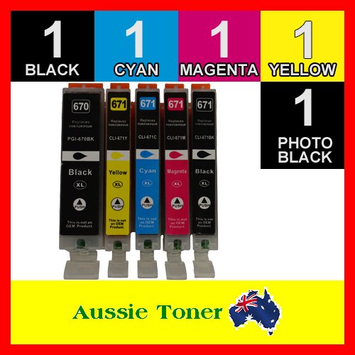 5 Pack PGI-670XL CLI-671XL PGI670XL CLI671XL Compatible Ink (1BK,1PBK,1C,1M,1Y) for Canon MG5760 MG5765 MG5766 MG6860 MG6865 MG6866 MG7760 MG7765 MG7766 TS5060 TS6060 TS8060 TS9060