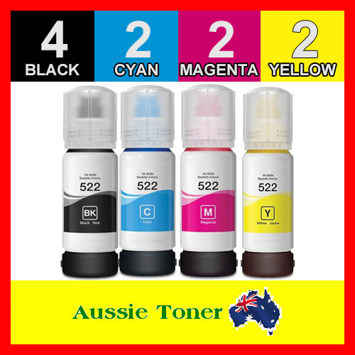 10 Pack T522 Compatible Ink (4BK,2C,2M,2Y) for Epson EcoTank ET-1110 Expression ET-2710 Expression ET-2720 Workforce ET-4700