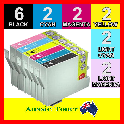 16 Pack T0491 T0492 T0493 T0494 T0495 T0496 Compatible Ink (6BK,2C,2M,2Y,2LC,2LM) for Epson Stylus Photo R210 R230 R310 R350 RX510 RX630 RX650