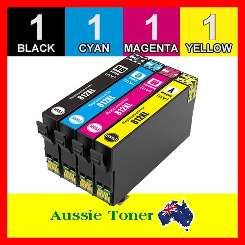 4 Pack 812XL Compatible Ink (1BK,1C,1M,1Y) for Epson Workforce Pro WF-3820 Pro WF-3825 Pro WF-4830 Pro WF-4835 WF-7830 WF-7840 WF-7845