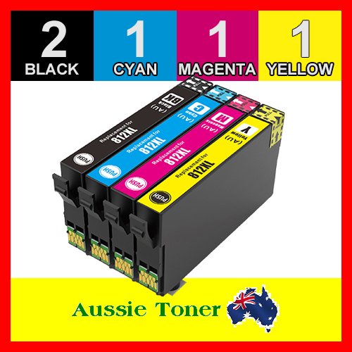 5 Pack 812XL Compatible Ink (2BK,1C,1M,1Y) for Epson Workforce Pro WF-3820 Pro WF-3825 Pro WF-4830 Pro WF-4835 WF-7830 WF-7840 WF-7845