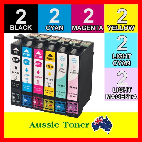 12 Pack 81N Compatible Ink (2BK,2C,2M,2Y,2LC,2LM) for Epson Artisan 1430 635 725 730 835 837 Stylus Photo 1410 R290 R390 RX590 RX610 RX690 TX700W TX710W TX800FW TX810FW Stylus T50 TX650