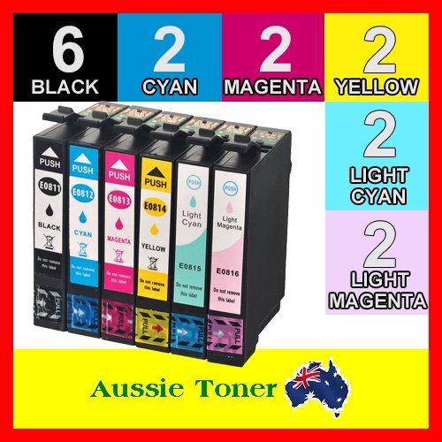 16 Pack 81N Compatible Ink (6BK,2C,2M,2Y,2LC,2LM) for Epson Artisan 1430 635 725 730 835 837 Stylus Photo 1410 R290 R390 RX590 RX610 RX690 TX700W TX710W TX800FW TX810FW Stylus T50 TX650