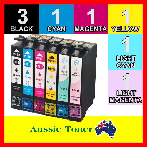 8 Pack 81N Compatible Ink (3BK,1C,1M,1Y,1LC,1LM) for Epson Artisan 1430 635 725 730 835 837 Stylus Photo 1410 R290 R390 RX590 RX610 RX690 TX700W TX710W TX800FW TX810FW Stylus T50 TX650