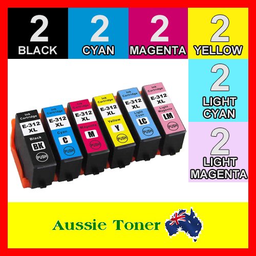 12 Pack 312XL Compatible Ink (2BK,2C,2M,2Y,2LC,2LM) for Epson Expression Photo XP-8500 Expression Photo XP-8600