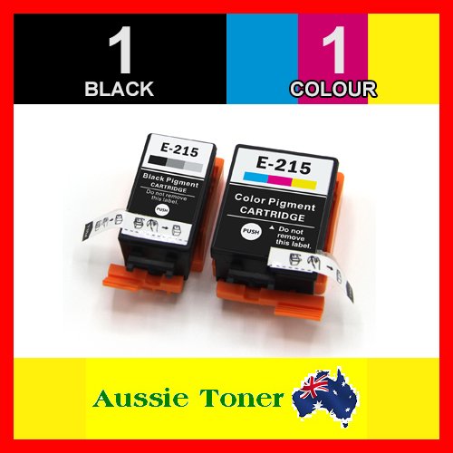 2 Pack 215 Compatible Ink (1BK,1CL) for Epson Workforce WF-100