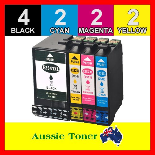 10 Pack 254XL & 252XL Compatible Ink (4BK,2C,2M,2Y) for Epson Workforce WF-3620 WF-3640 WF-7610 WF-7620 WF-7710 WF-7720 WF-7725