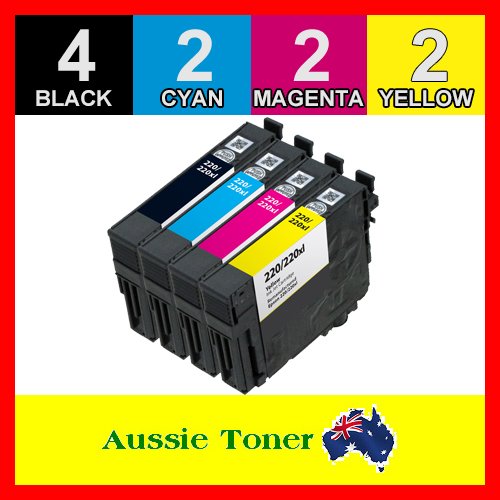 10 Pack 220XL Compatible Ink (4BK,2C,2M,2Y) for Epson Expression Home XP-220 XP-320 XP-324 XP-420 Workforce WF-2630 WF-2650 WF-2660 WF-2750 WF-2760