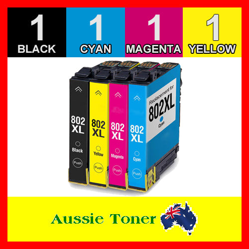 4 Pack 802XL Compatible Ink (1BK,1C,1M,1Y) for Epson Workforce Pro WF-4720 Workforce Pro WF-4740 Workforce Pro WF-4745