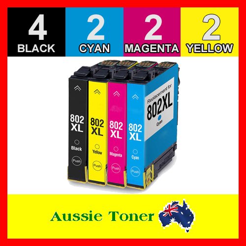 10 Pack 802XL Compatible Ink (4BK,2C,2M,2Y) for Epson Workforce Pro WF-4720 Workforce Pro WF-4740 Workforce Pro WF-4745