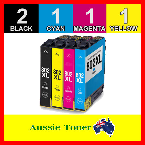 5 Pack 802XL Compatible Ink (2BK,1C,1M,1Y) for Epson Workforce Pro WF-4720 Workforce Pro WF-4740 Workforce Pro WF-4745