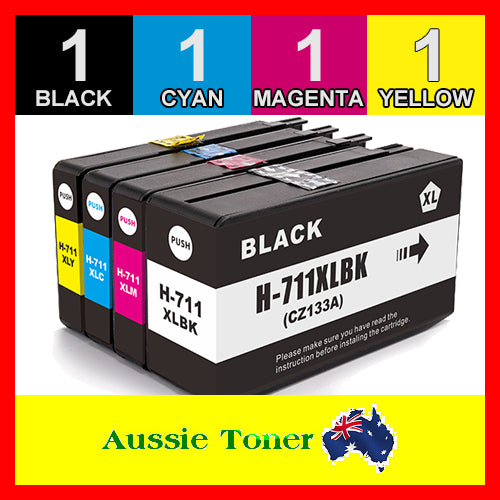 4 Pack 711 Compatible Ink (1BK,1C,1M,1Y) for HP Designjet T100 T120 T125 T130 T520 T525 T530