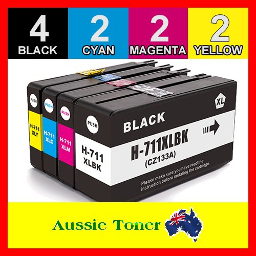 10 Pack 711 Compatible Ink (4BK,2C,2M,2Y) for HP Designjet T100 T120 T125 T130 T520 T525 T530