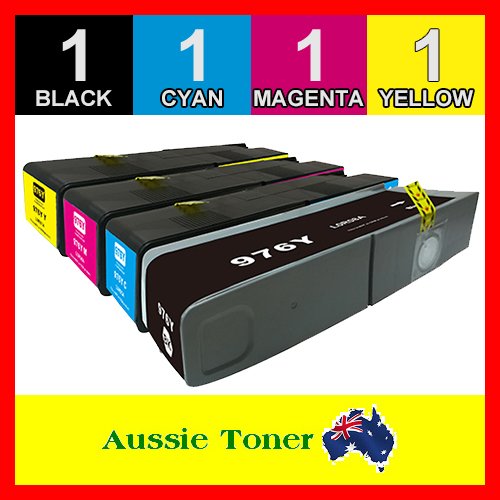 4 Pack 976Y Compatible Ink (1BK,1C,1M,1Y) for HP PageWide Managed P55250 P55250dw P57750 P57750dw PageWide Pro 552 552dw 577 577dw 577z